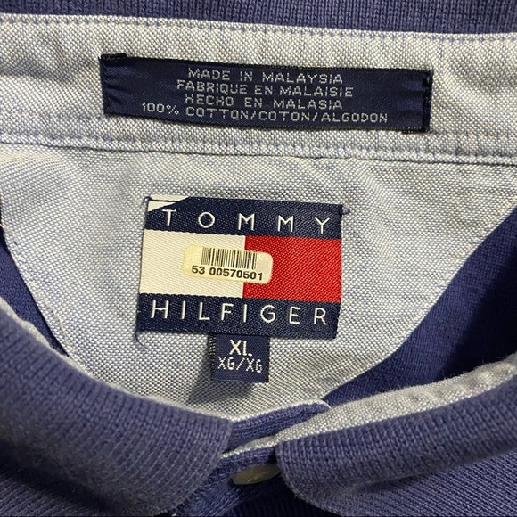 Tommy Hilfiger Blue Cotton Long Sleeve Polo Shirt - Picture 4 of 4